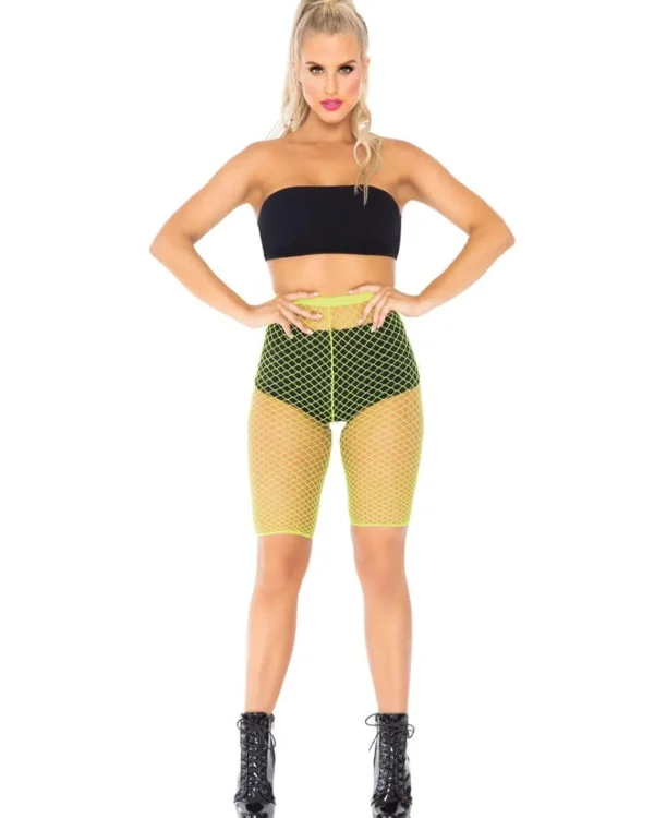 Leg Avenue Yellow Industrial Net Biker Shorts> Halloween Hosiery